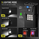 Pink-Blue Magnetic Flashlight: Spotlight, COB Flood,  Red&Blue Warning