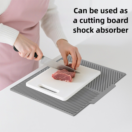 2PC Black Multi-Use Drain Mat (37x27 cm) – Non-Slip Heat Protection for Dish Drying & Prep