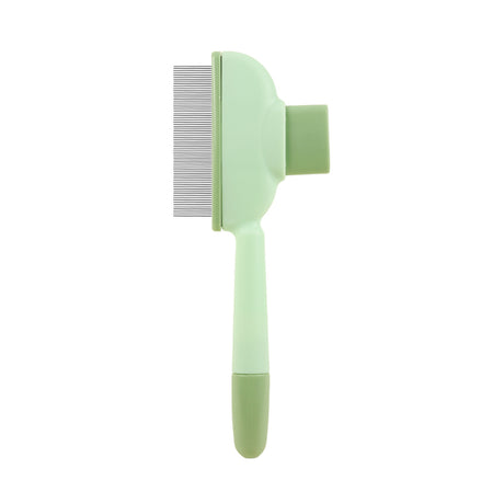 4-Pack Self-Cleaning Pet Brush Set – Stainless Steel Deshedding Slicker Combs (2 Long Pin & 2 Dual Pin) in Green & Yellow Tones