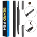 4-Pack Dark Brown Beard Filler Pen for Men - Waterproof, Precision Tip and Brush for Covering Beard and Hairline