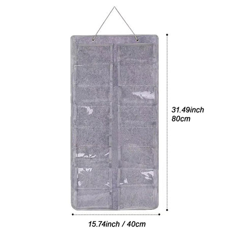 16 Slot Grey Felt Hanging Sunglass Organizer(40 * 80 CM) – Foldable Wall Mount Eyewear Storage Rack