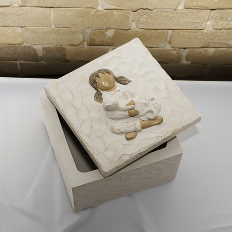 Resin Pet Urn Keepsake Box(8.5*8.5*5.3CM) – Child Hugging Cat Cremation Memorial
