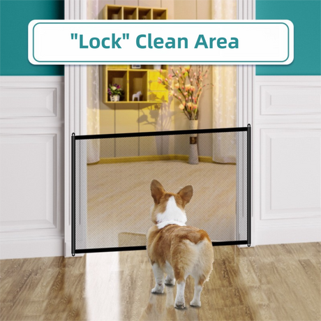 2-Pack Extra Wide Black No-Drill Pet Safety Barrier(180x72cm) With Hooks  - Portable Mesh Dog Gate for Doorways, Stairs and Hallways,  Easy Installation and Wall-Friendly