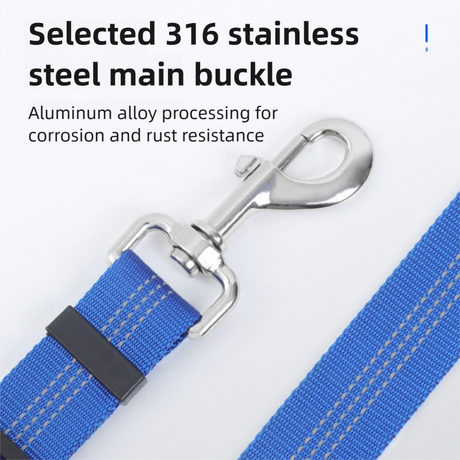2PC Red Adjustable Dog Car Safety Seat Belt Leash - Anti-Shock Bungee Headrest Restraint with Reflective Stitching & 316 Stainless Steel Clip