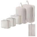 6-Piece Grey Memory Fabric Travel Compression Packing Cubes Set - Waterproof, Anti-Wrinkle Luggage Organizer & Space Saver