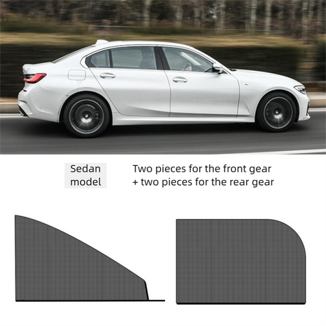 4PCS Car Curtain Screen Mosquito Net for Sedan(2 Front + 2 Rear) - Anti-mosquito Shade in Summer, Sun Protection Ventilation Heat Insulation