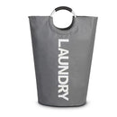 Dark Grey Oxford Fabric Large-capacity Foldable Dirty Clothes Basket (38×72CM) - With Waterproof Coating & Aluminum Carry Handles For Laundry Room Dorm