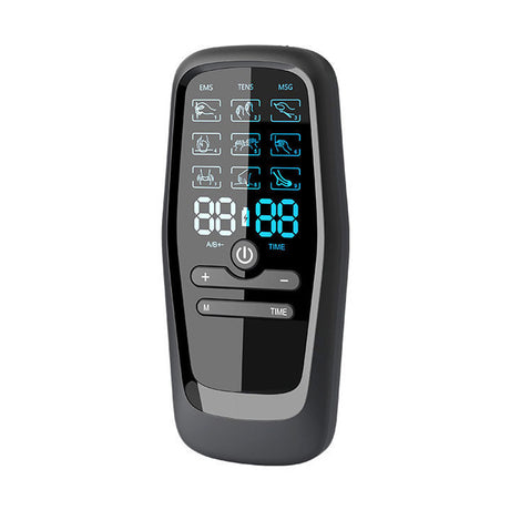 Rechargeable 3-in-1 EMS TENS Microcurrent Massager - Dual Channel, 9 Modes Pain Relief Stimulator with 4 Pairs of Patches