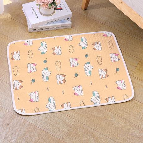 2-Pack Orange Cat Pet Summer Cooling Latex Pad (S Size: 40*30cm) - Breathable Ice Silk & Latex-Filled Dog Bed Cat Sleeping Mat with Non-Slip Base