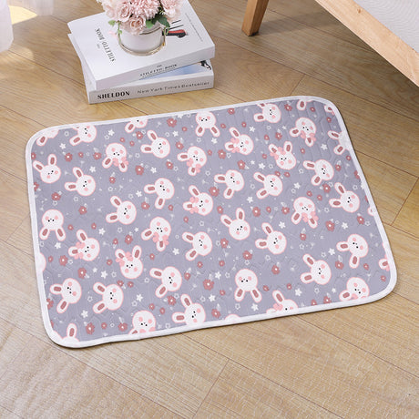 2-Pack Gray Rabbit Pet Summer Cooling Latex Pad (S Size: 40*30cm) - Breathable Ice Silk & Latex-Filled Dog Bed Cat Sleeping Mat with Non-Slip Base
