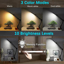2-in-1 Black LED Magnifier Desk Lamp With Clip - Hands-Free, Dimmable 3-Color Light for Crafts & Workbench