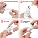 4-PCS Pink Manual Rotation Contact Lens Cleaner Case - Portable Cosmetic Lenses Storage Container & Travel Cleaning Kit