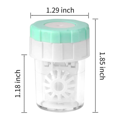 4-PCS Pink Manual Rotation Contact Lens Cleaner Case - Portable Cosmetic Lenses Storage Container & Travel Cleaning Kit
