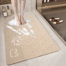 Beige Cat Head Design Loofah Texture Shower Mat (44x75cm) - Non-Slip PVC Bathroom Floor Mat with Drainage, Quick-Dry, Anti-Mould
