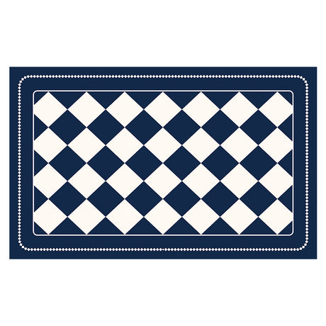 Dark Blue Checkered Design Loofah Texture Shower Mat (40x60cm) - Non-Slip PVC Bathroom Floor Mat, Quick-Draining, Anti-Mould & Massage Pad