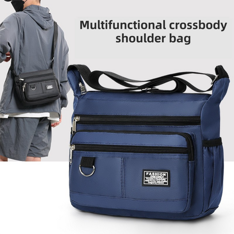 Green Men's Waterproof Oxford Cloth Crossbody Bag - Durable Anti-Theft Shoulder Backpack for Business, Travel & 10-inch Tablet