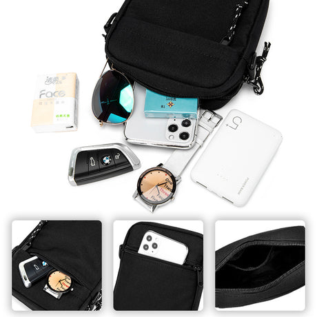 White Mini Streetwear Oxford Cloth Crossbody Bag - Ultra-Light (200g) Fashion Sling Pack, Fits 8-inch Tablet