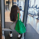 Green Large-Capacity Nylon Sports Fitness Bag(42x27x23cm) - Multi-functional Yoga Training & Travel Duffel, Waterproof Solid Color
