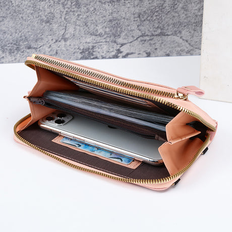 Two-Piece Yellow Set Anti-Theft Touch Screen Mini Crossbody Phone Bag for Women (20x11.5x4.5cm) - Multi-functional PU Leather Wallet Pouch