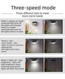 2-Pack Solar Motion Sensor Wall Light(416-Bead LED) -  3 Lighting Modes, IP64 Waterproof, Three-Sided Wide-Angle Lighting for Outdoor Security and Garden Lighting