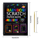 3-Pack DIY Rainbow Scratch Art Books Set - Neon Black Scratch Paper for Kids, Multi-Size (S, M, L) Creative Drawing & Fun