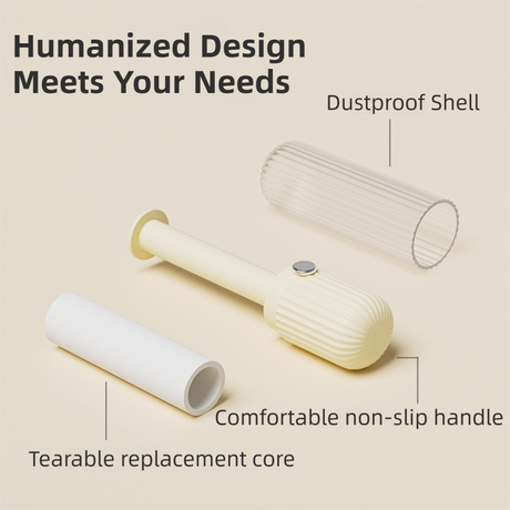 White Portable Mini Lint Roller Set for Pet Hair Cleaning - 6 Refills (180 Sheets Total), Sticky Dust Remover Brush for Clothes & Travel