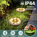 4-Pack Classic Large 8 LED Solar In-Ground Yellow Light Set (12  x 12  x 13 cm) - Stainless Steel Waterproof Garden Spike Lamps for Lawn & Pathway