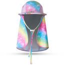 2-Pack Girls' Sun Protection Swim Cap Set - Cute Cartoon Rainbow Horse Pattern, Quick Dry Nylon Swimming & Wading Hat