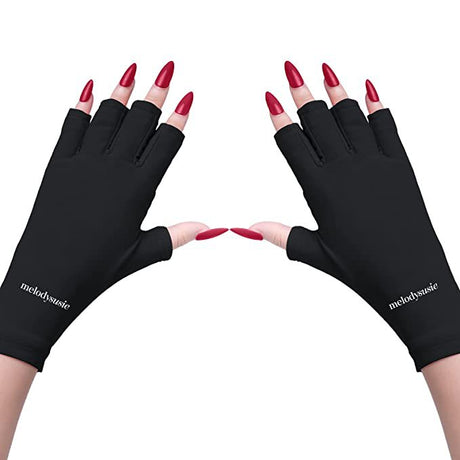5-Pair White UV Protection Fingerless Gloves for Nail Art Curing and Cycling Sun Protection - Made of Nylon/Spandex, Manicure Hand Care