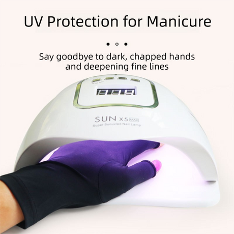 5-Pair Purple UV Protection Fingerless Gloves for Nail Art Curing and Cycling Sun Protection - Made of Nylon/Spandex, Manicure Hand Care