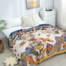 Pure Cotton Multi-Layer Gauze Blanket(Classic A, 240 cm x 240 cm) - Lightweight, Ultra-Breathable, and Moisture-Wicking Summer Quilt for Hot Sleepers