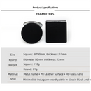4-Pack Black Jumbo Round Portable Makeup Mirror(8x8CM) - Pocket Cosmetic Mirror for Touch-Ups, PU Leather Cover & Metal Frame
