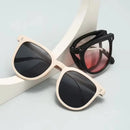 Ultra-Light Foldable TR Sunglasses for Women with Storage Bag - 15° Adjustable Temples & Premium Hinges, UV Protection (White Frame/Grey Lenses)