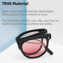 Ultra-Light Foldable TR Sunglasses for Women with Storage Bag - 15° Adjustable Temples & Premium Hinges, UV Protection (Black Frame/Pink Lenses)