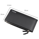 Black Men's Slim Long Bi-Fold Wallet - Multi-Card Holder & Credit Card Organizer with Coin Pocket, Simple PU Leather Clutch
