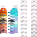 2-Pack 10-Tier White Wall-Mounted Hat Rack with Installation Accessories - Space-Saving Plastic Baseball Cap and Other Hat Organizers