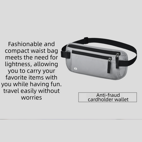 Beige RFID Blocking Slim Anti-Theft Fanny Pack for Outdoor Travel - Hidden Money Belt for Passport, Documents & Cash