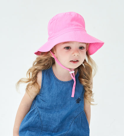 2-Pack Pink Kids Sun Hat and Travel Beach Fisherman Cap(M Size for Head Circumference 52-54) - Breathable UV Protection Cap