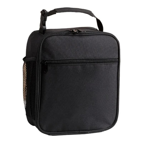 Black Portable Insulated Lunch Bag - Oxford Cloth Handheld Meal Prep Tote, Large-Capacity Square Upright Design for School Office