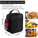 Black Portable Insulated Lunch Bag - Oxford Cloth Handheld Meal Prep Tote, Large-Capacity Square Upright Design for School Office