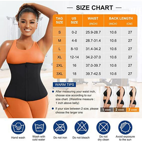 Silver Ion Sauna Waist Trainer for Women(Size 3XL) - 2-in-1 Zipper and Hook/Eye Sweat-Wicking Sports Girdle, Postpartum Fitness Shapewear