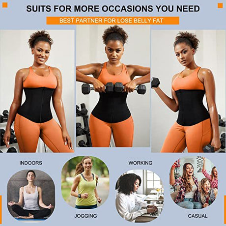 Blue Silver Ion Sauna Waist Trainer for Women(Size S) - 2-in-1 Zipper and Hook/Eye Sweat-Wicking Sports Girdle, Postpartum Fitness Shapewear