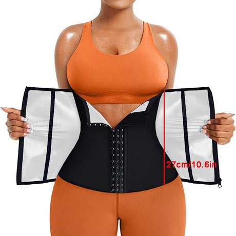 Blue Silver Ion Sauna Waist Trainer for Women(Size 3XL) - 2-in-1 Zipper and Hook/Eye Sweat-Wicking Sports Girdle, Postpartum Fitness Shapewear