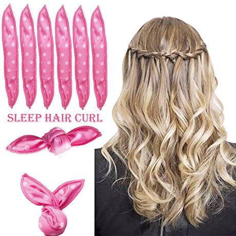 20-Pack Red Polka Dot Bow Sponge Hair Rollers Set -  Soft Sleep Pillow Lazy No-Heat Curler for Heatless Loose Curls Hair Style