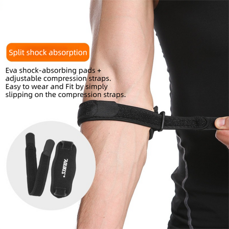 One-Pair Black Adjustable Compression Elbow Brace with Thick Sponge Padding - Sports Support for Various Sports and Everyday Work