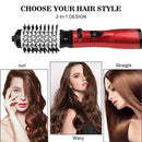 2-in-1 Blue Automatic Rotating Hot Air Styler(38/50mm Curling Barrel) - Multifunctional Hair Dryer Brush, Straightener & Curler with 3 Heat Settings and 360° Bi-directional Rotation