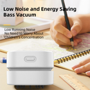 White Portable Handheld Cordless Mini Desktop Vacuum Cleaner - Powerful 10KPA Suction,  Efficient Dust & Debris Collection for Home, Office, and Student Use