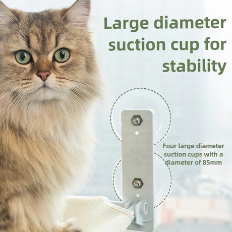 Foldable Window Grey Breathable Mesh Cat Perch(52 x 30 cm) - Cat Hammock with 85mm Strong Dual Suction Cups for Indoor Cats
