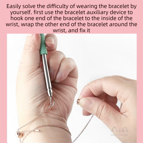 2-Pack Green Jewelry Fastener Helper Tool - Quick Bracelet & Fine Chain Wearer Aid With Telescopic Titanium Steel Hook