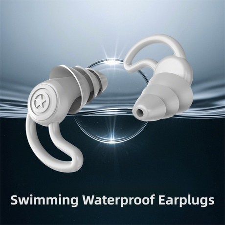 2-Pairs Black Noise Reduction Silicone Ear Plugs for Swimming, Sleep, and Study - Waterproof Reusable Sound Blocking Earplugs